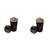 2X 510Ml Smart Thermo Bottle For Coffee LED Temperature Display Thermal Mug Insulated Tumbler Coffee Cup Black