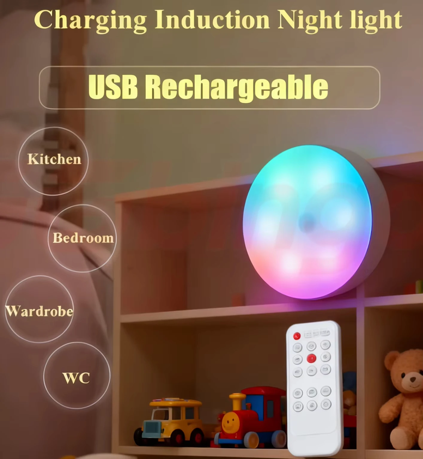 GGbingo Motion Sensor LED Night Light USB Rechargeable Wireless Closet Light for Kitchen Cabinet Wardrobe Staircase HPH