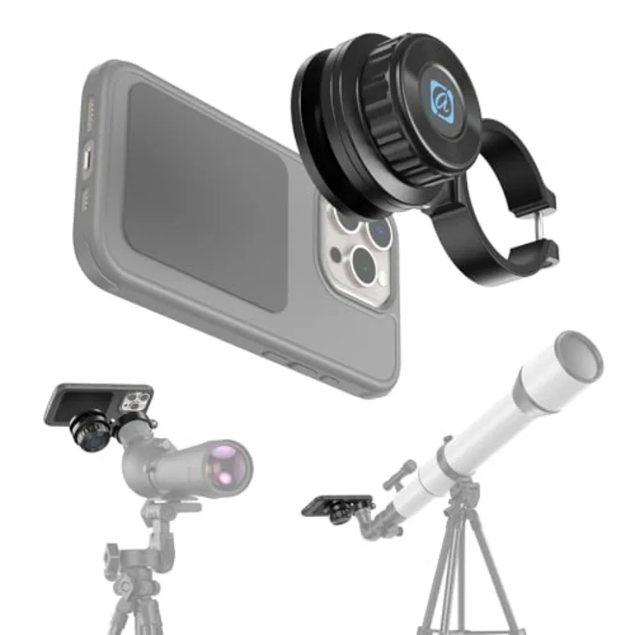 

Магнитный адаптер для телефона для телескопа, для окуляров 36-46 мм, алюминиевый складной фотоадаптер, подходит для всех смартфонов, универсальное крепление для телефона