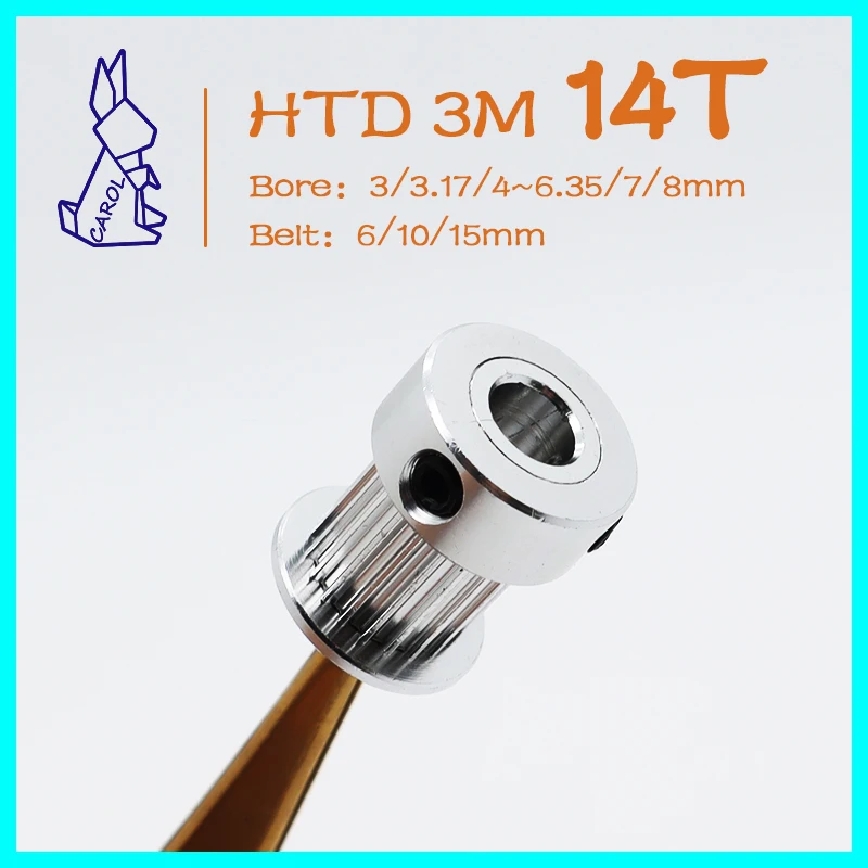 HTD 3M 14T Timing Pulley 14Teeth Bore 3/4/5~6/7/8mm 3M Belt Pulleys Gear Belt Width 6/10/15mm 14 Teeth HTD3M Synchronous Wheels