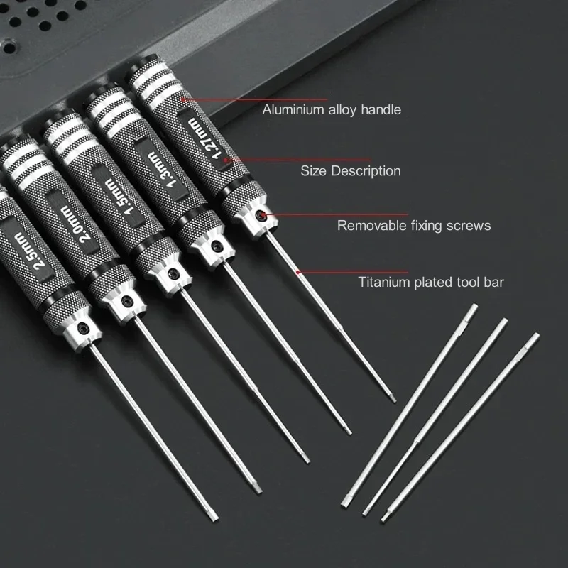 Hex Schroevendraaier Set 0.9mm 1.3mm 1.5mm 2.0mm 2.5mm 3.0mm Hexagon Tool Kit voor RC FPV Racing Drone Auto Boot Reparatie gereedschap