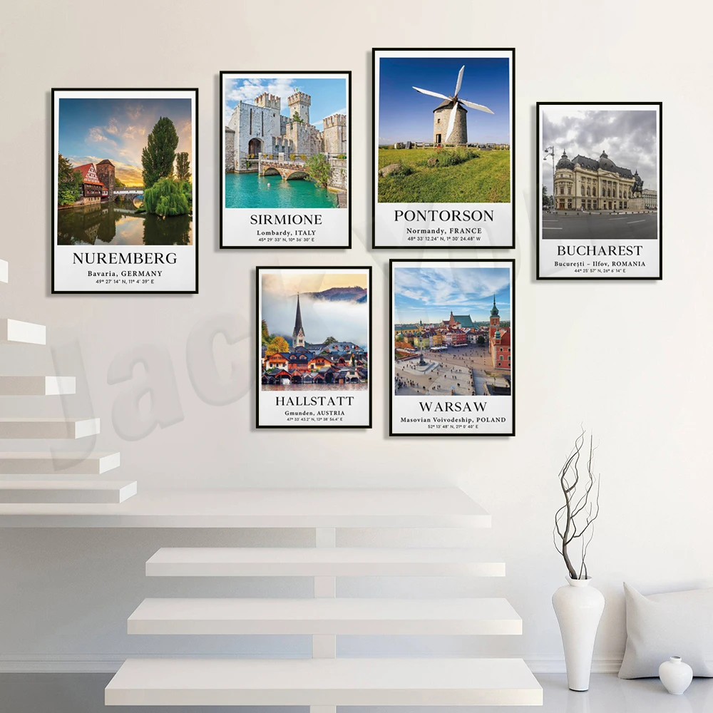 فالنسول فرنسا، بوخارست، ألمانيا نوريمبرغ، سيرميوني، الدنمارك، هالستات، غيرنسي، بونتورسون، نورماندي أوروبا ملصق السفر