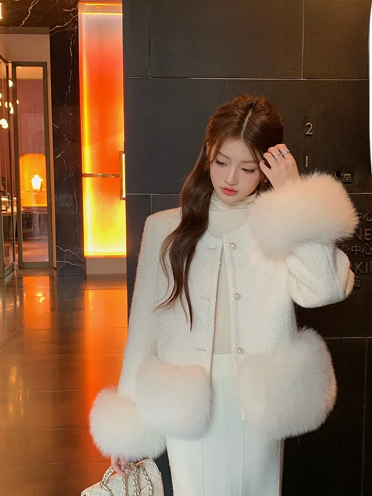 

YaoFur Platinum Scented 2025 Winter Goose down Inner Fur Coat Women's Faionable Quilted Jaet Korean Sle ort Coat