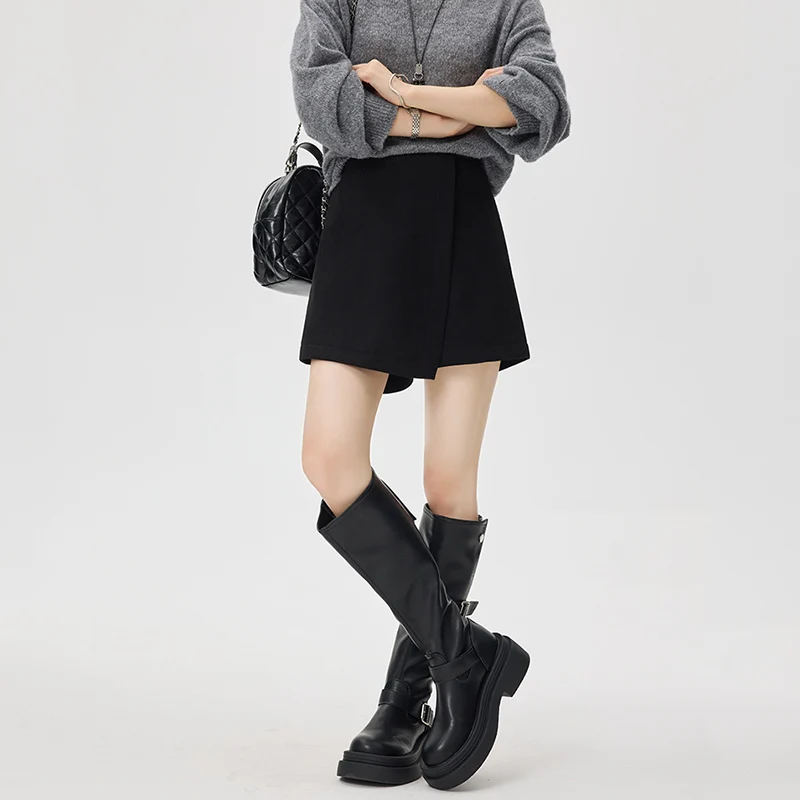 Korean Irregular A Line Corduroy Skirts Women 2026 Autumn High Waist Mini Skirt Shorts Woman Fashion Side Zip Thick Short Skirt