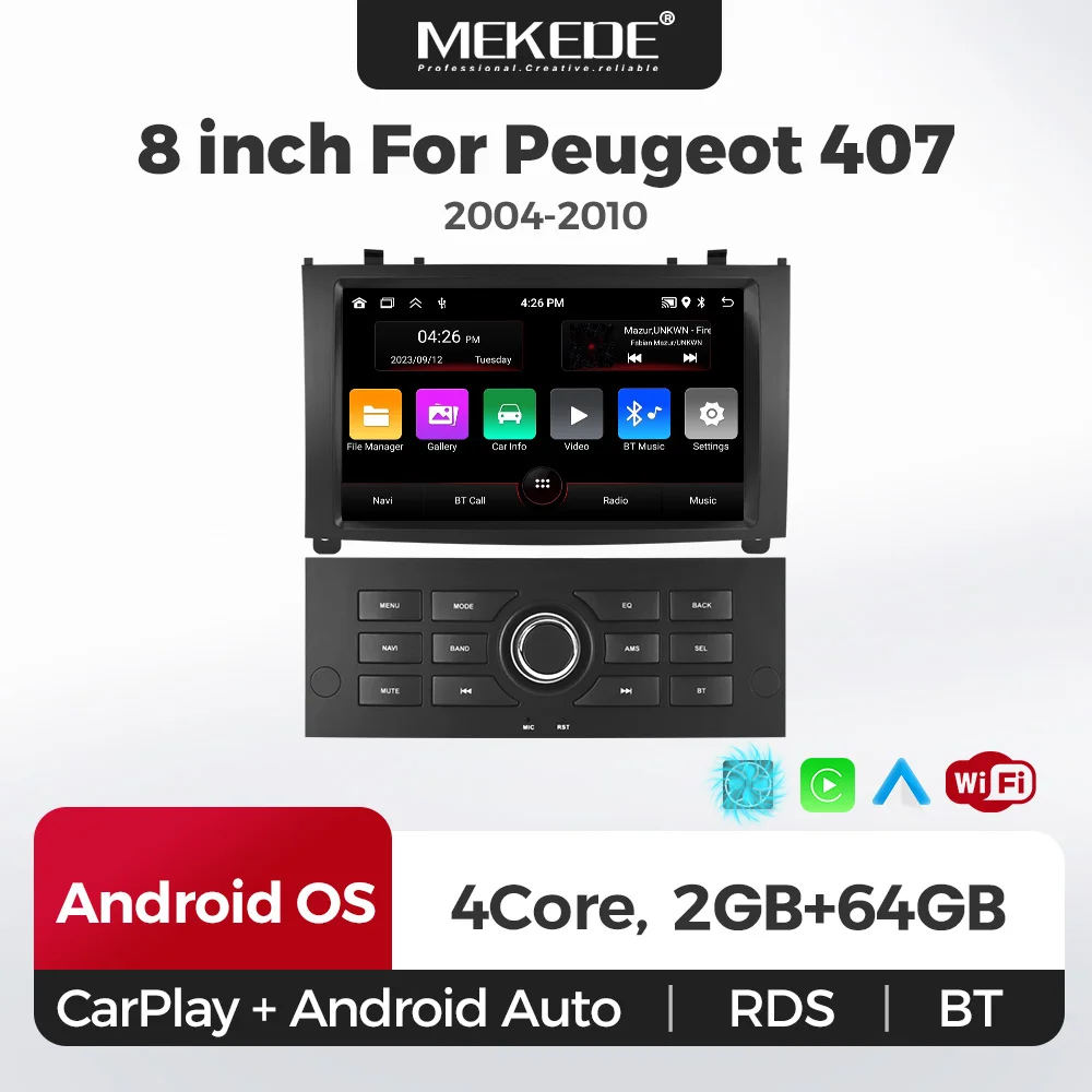 MEKEDE Android OS 64GB Car Radio For Peugeot 407 CC SW 407CC 2004-2010 Carplay Central Multimedia Intelligent Car Audio System
