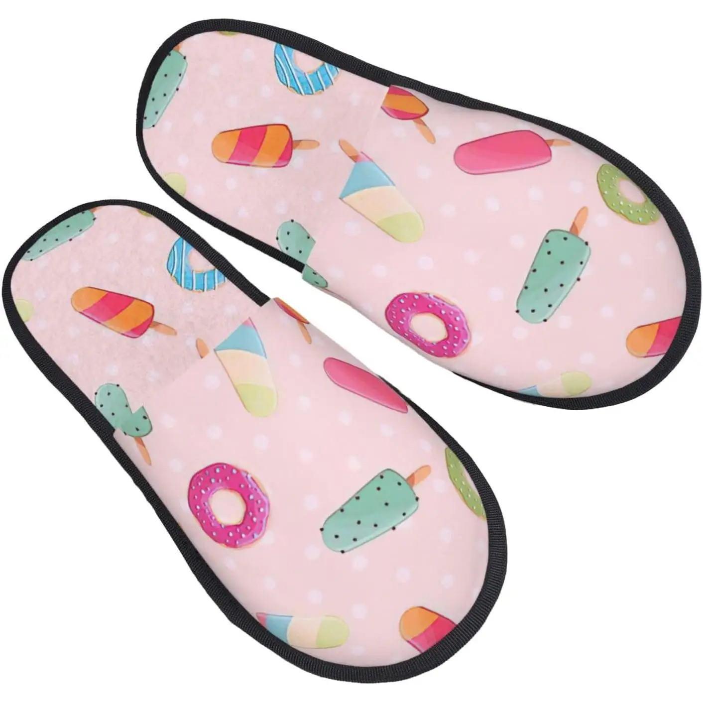 

Многоцветных мороженых с принтом, осенне-зимние нечеткие тапочки, удобная домашняя обувь, портативная обувь для путешествий в отеле, подарки для женщин и мужчин
