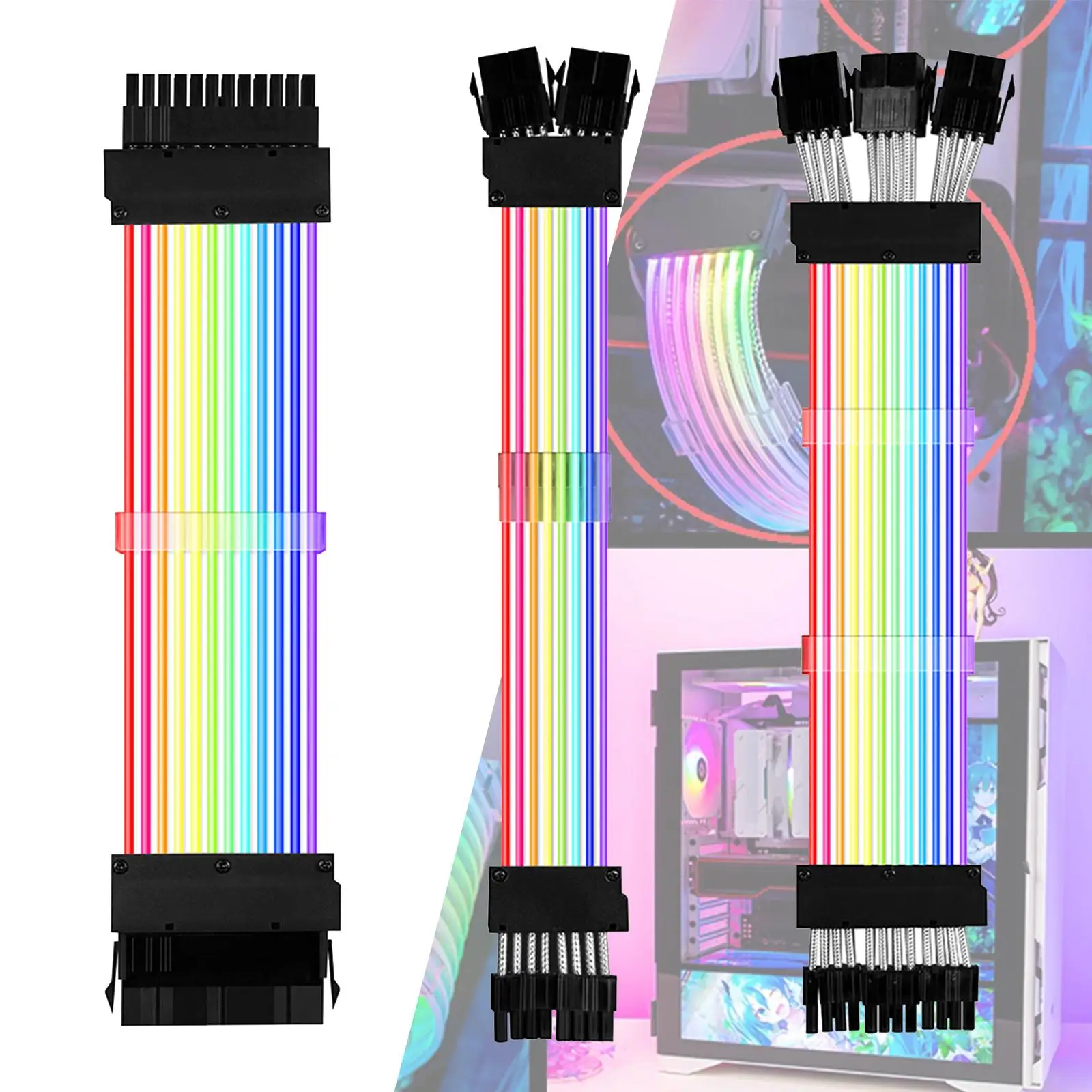 Cables de PC PSU Cables GPU Extensión GPU Cable RGB Soporte Control de placa base