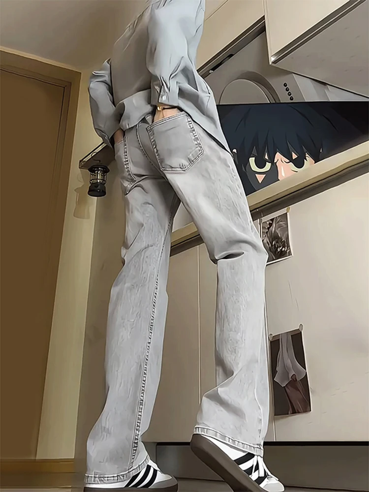 

Мужские джинсы Aey Cement с прямыми штанинами, в американском ретро-стиле, осенние, зауженные, с легким клешем, молодежный тренд