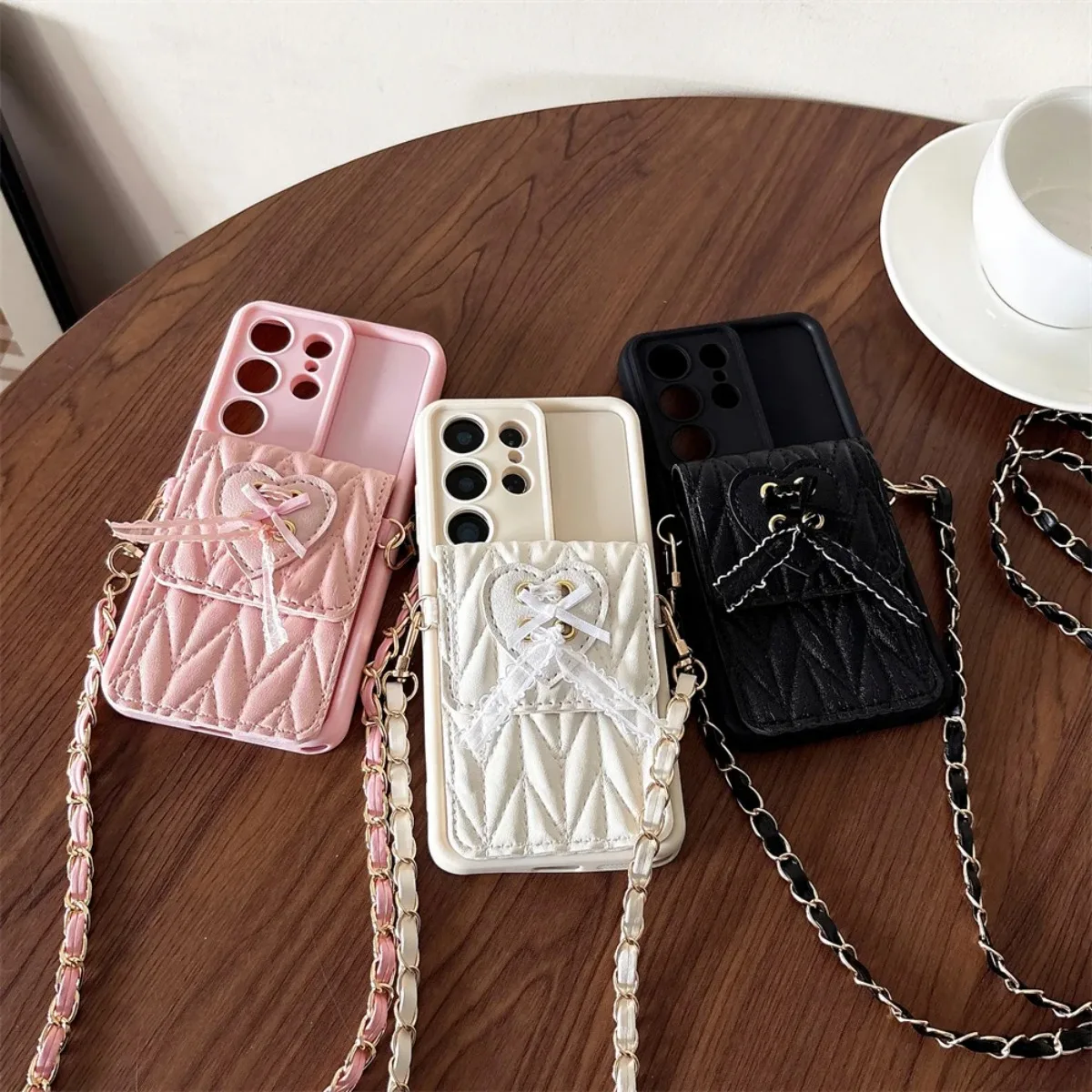 Crossbody Card Holder Wallet Quilted PU Leather Phone Case F