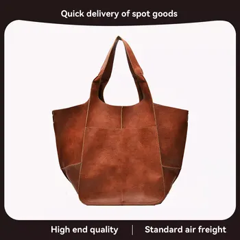 2025 חדש mkccka rרטרו חדש עבודת יד חוף גדול קיבולת גבוהה רוכסן כתף צבע מלא רב תכליתיים תיקים לנשים