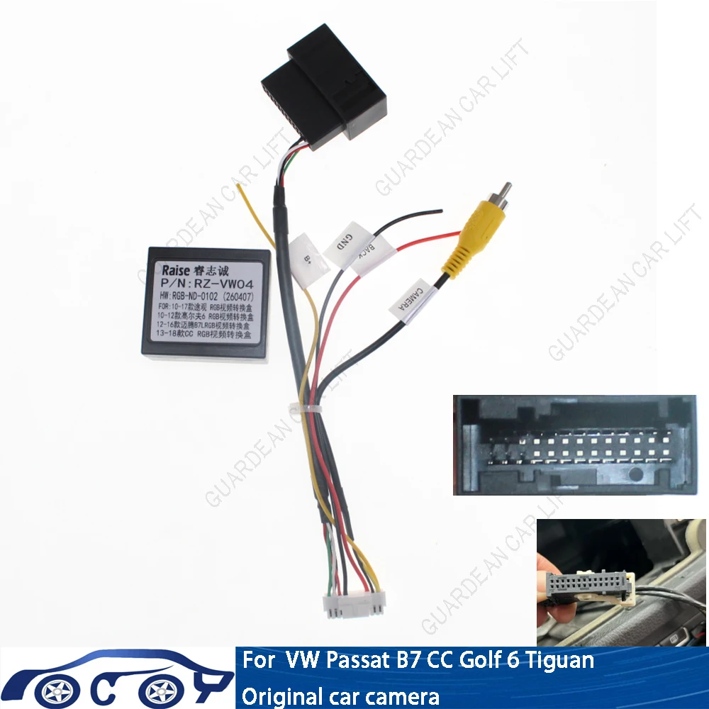 Original Rear View Camera Adapter RGB to RCA Adapter For Volkswagen Magotan/Golf 6/CC/Tiguan