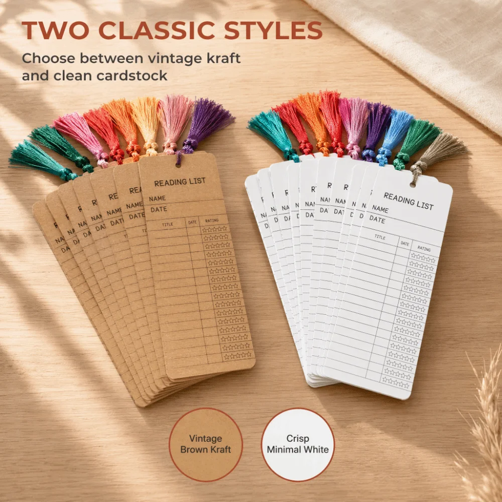50pcs Kraft Paper Bookmark Tassel Embellishment Page Marker Paper Bookmark Reading Tracker Paper Card Kraft Paper Bookmark