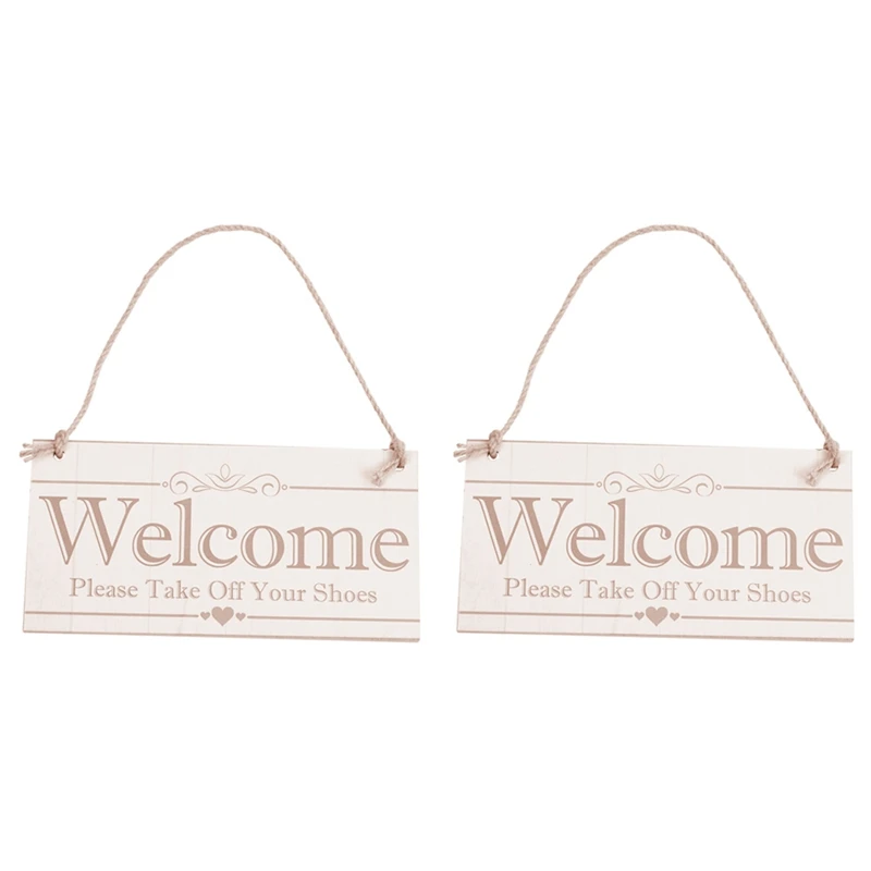 M12K-2X Welcome Please Take Off Your Shoes Hanging Plaque Sign House Porch Decor Gift