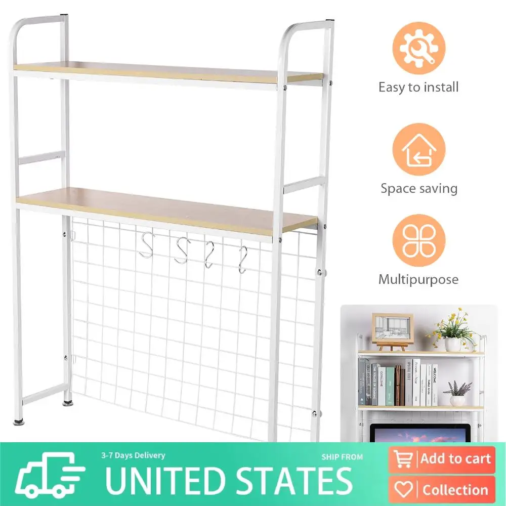 

2-уровневый деревянный органайзер для книжного шкафа с сетчатой панелью, настольная декоративная стойка, многофункциональная полка для домашнего офиса