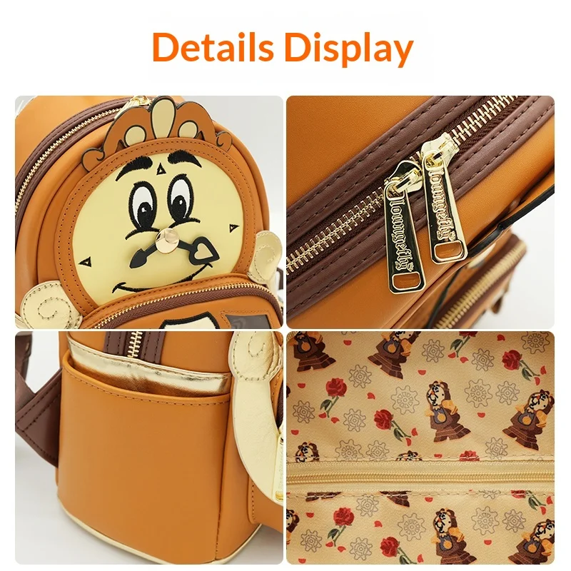 Disney Loungefly Backpack Beauty And The Beast Cogsworth Cartoon Clock Shaped Fashion Daily Use Gift For Disney Fans view 5