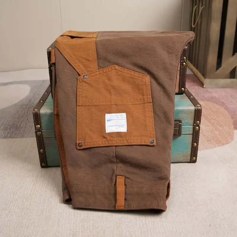 

2026 Autumn American Style High-End Color Block Patchwork Cargo Pants For Men, New Straight-Cut Loose Brown Casual Pants, Street