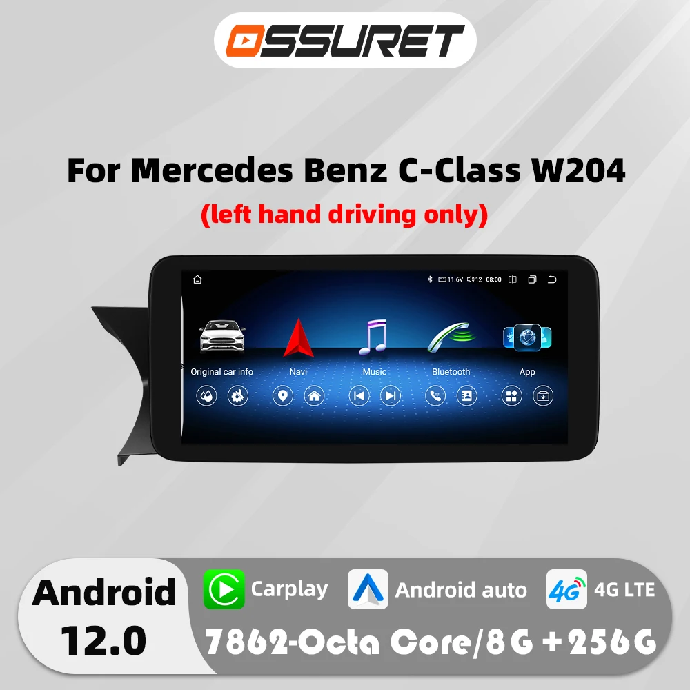 

10.25"Android 13 Autoradio For Mercedes Benz W204/S204 C-Class 2008-2014 NTG 4.0 4.5 multimedia DSP Carplay QLED Screen Audio