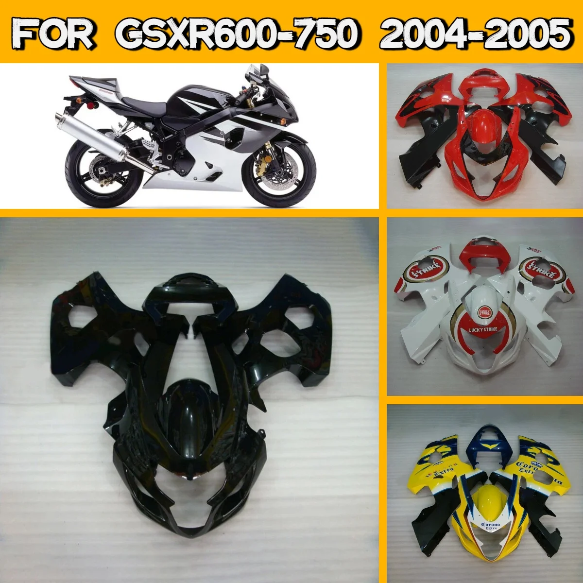 

Комплект обтекателей Super Fairings для Suzuki GSXR 600 750 2004-2005 годов, новый стиль, неоригинальный