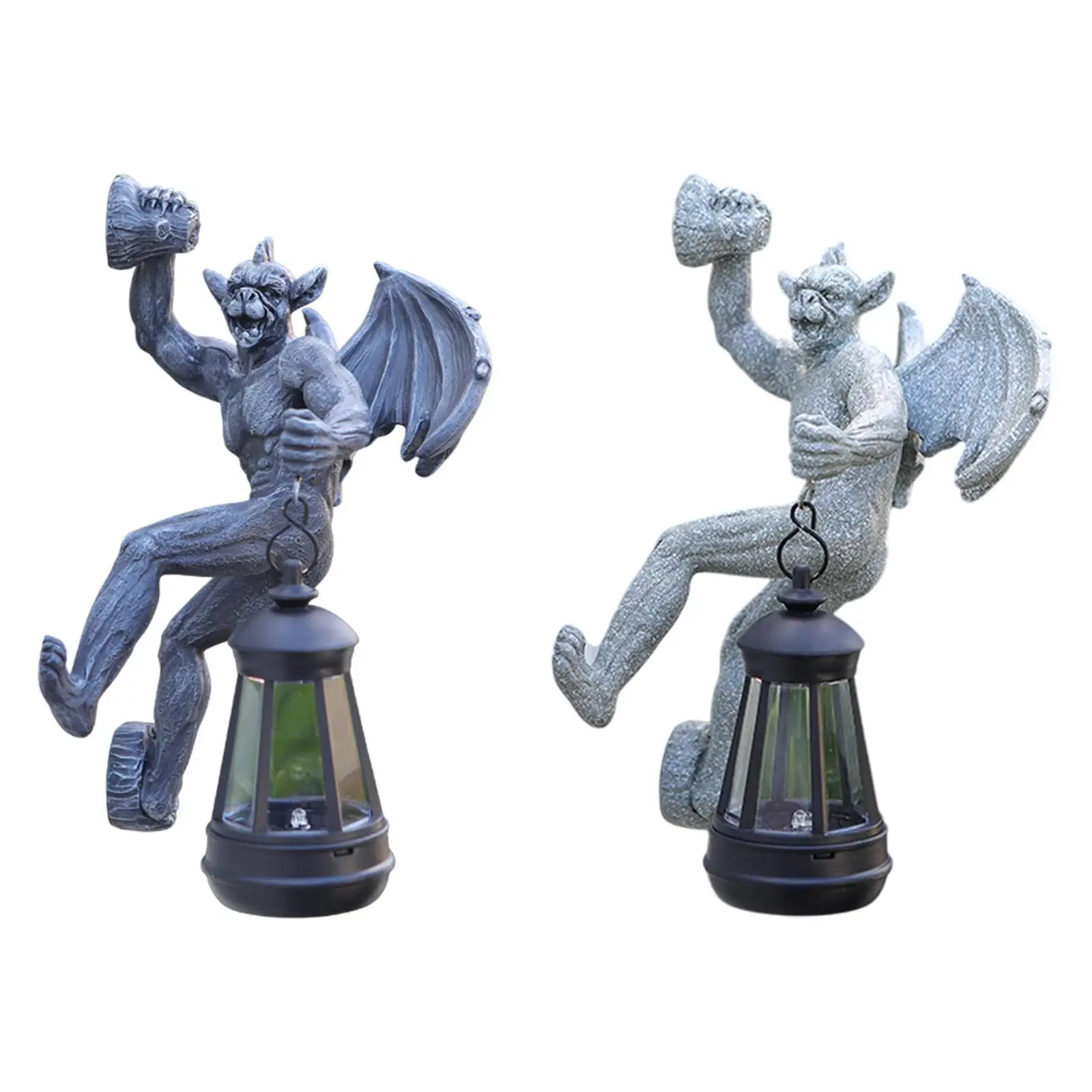 Gartenstatue mit Solarlicht, wasserdichte Wandleuchte, Gargoyle-Skulptur für Hinterhof, Gehweg, Balkon, Rasen, Blumenbeet