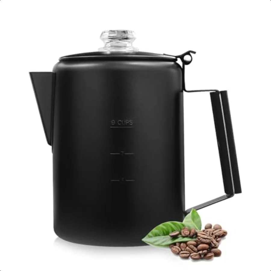 

Coffee Percolator Stovetop Camping Coffee Pot Stainl Steel 9 CUP Camping Coffee Maker Outdoor Home NO Aluminum or Plastic Black