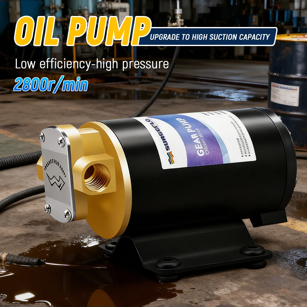 

Электрический самовсасывающий шестеренчатый насос 12В/24В постоянного тока для перекачки масла, высокопроизводительный насос для замены масла для автомобилей, фургонов и промышленного использования