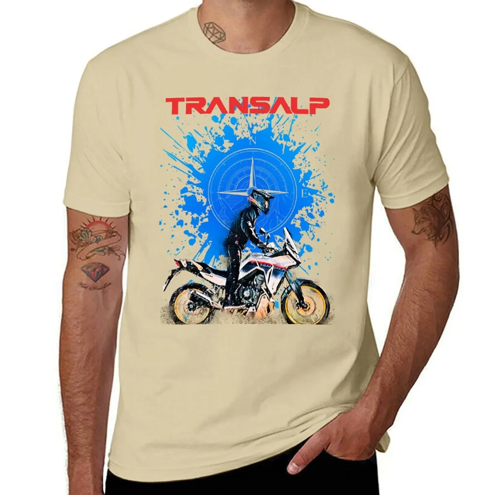 2024 customizeds graphics Men's clothing 750 Transalp 2024 T-Shirt   t shirt for men  COTTON  vintage t shirt Round Neck