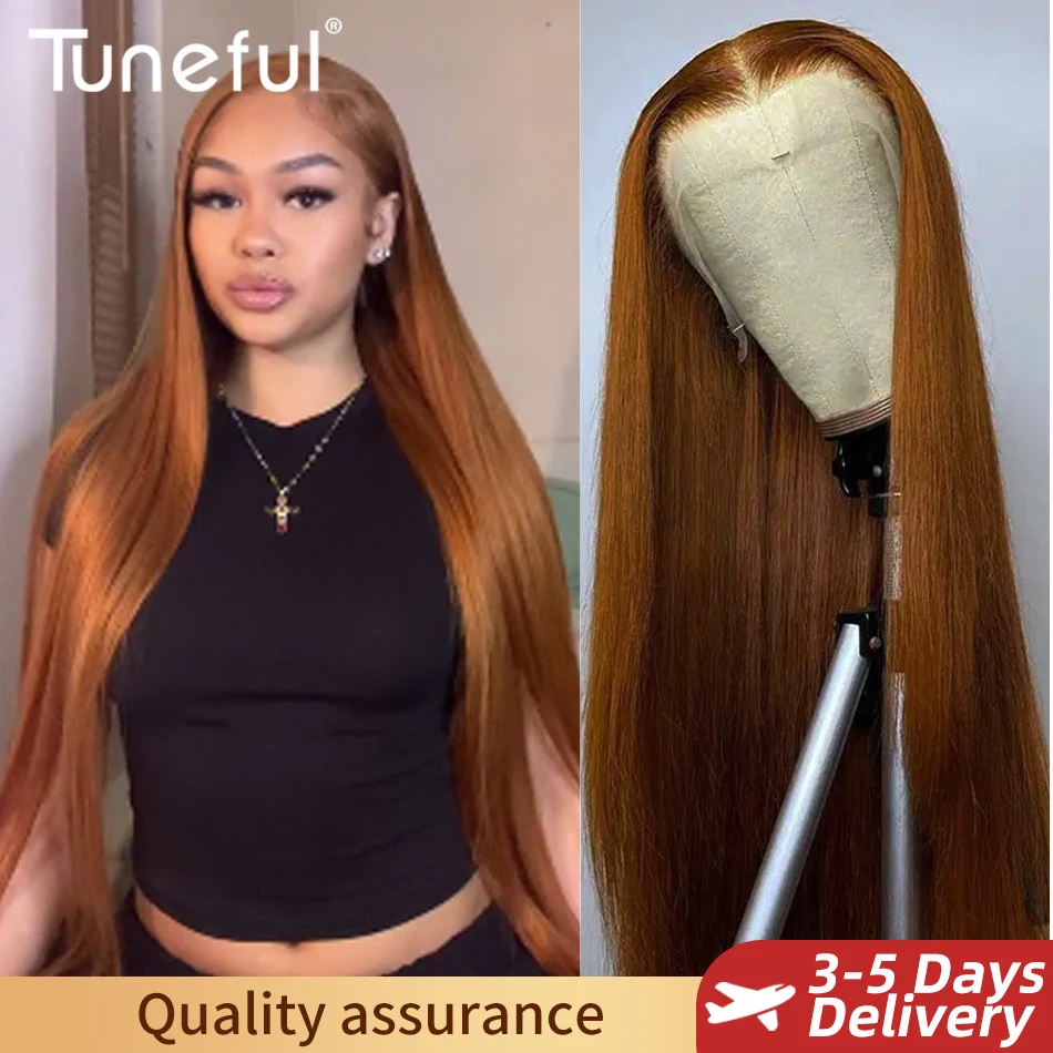 13x6 Ginger Blonde Colored Human Hair Lace Front Wigs 180% HD Lace Frontal Wigs Straight Honey Blonde Color Human Hair Wigs