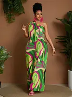 Plus Size Women Oblique Shoulder Wide Leg Jumpsuit, Casual Holiday Romper - Image 6