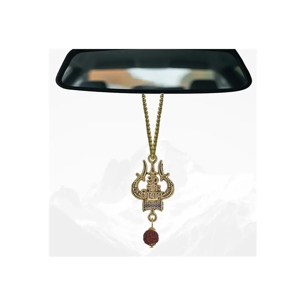 

The Great Indian Store Metal Shiva Trishul Car Hanging Accessories, Maha dev Hanging Ornament Idol for Car, Good Luck/Gifting