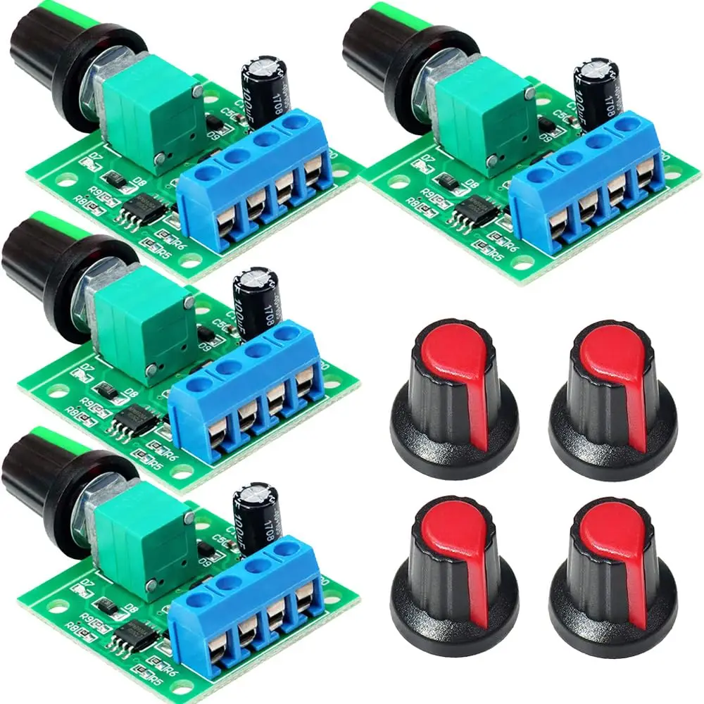 4pcs 1803BK PWM DC Motor Speed Controller 1.8V-12V 2A Low Voltage Adjustable Driver Module with Switch for Small Motors