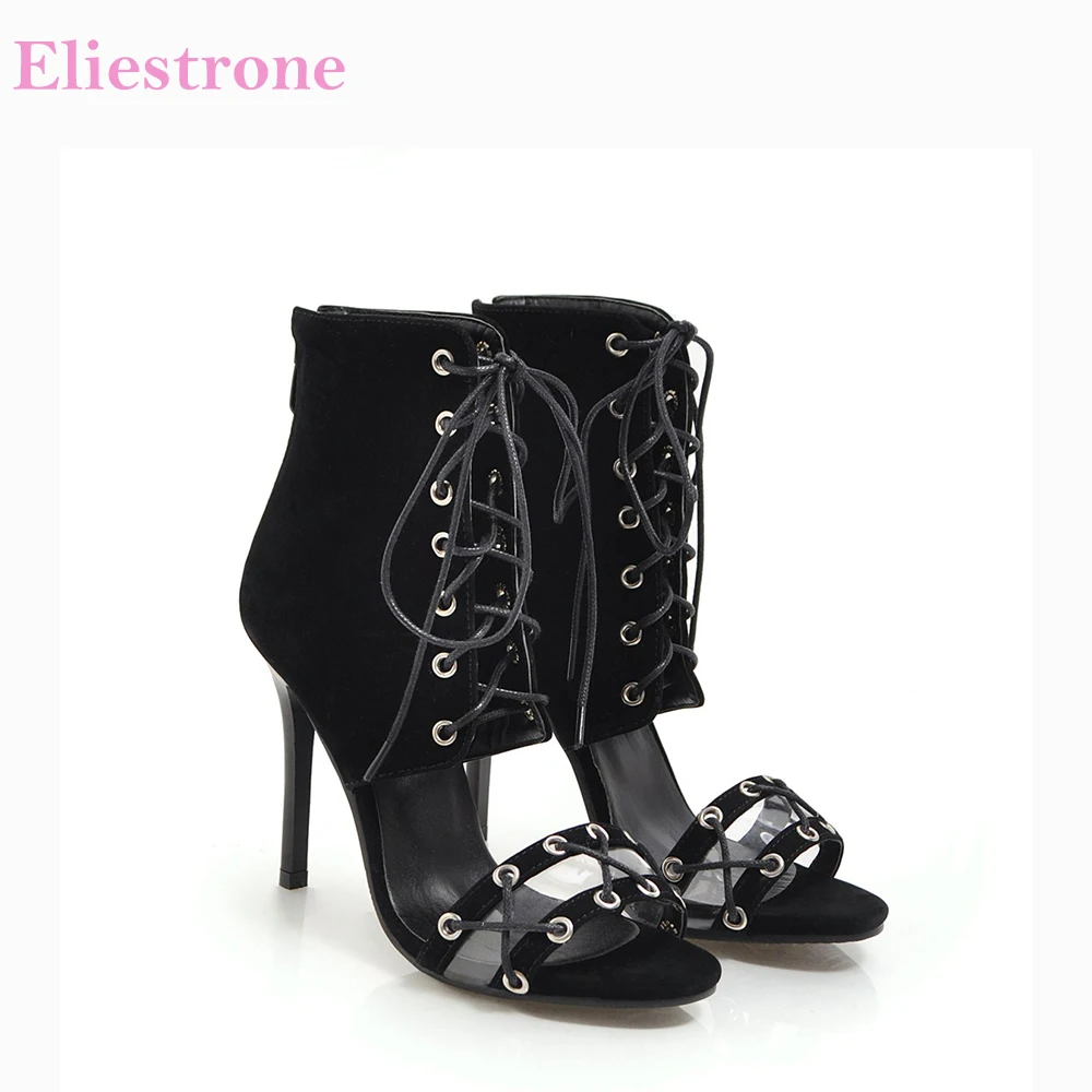 

2026 Summer Elegant Women Sandals Ankle Wrap Round Toe High Stiletto Heel Lady Casual Shoes Small Large Plus Size 11 32 46