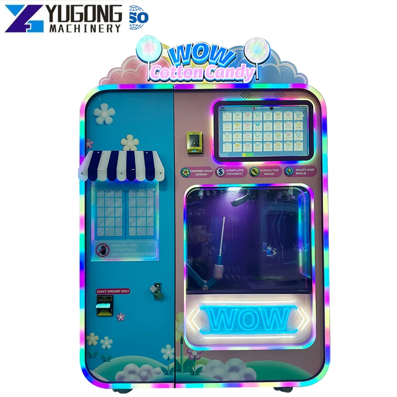 YG Hot Selling High Efficiency Colourful Cotton Candy Maker Smart Vending Commercial Automatic Floss Candy Machine