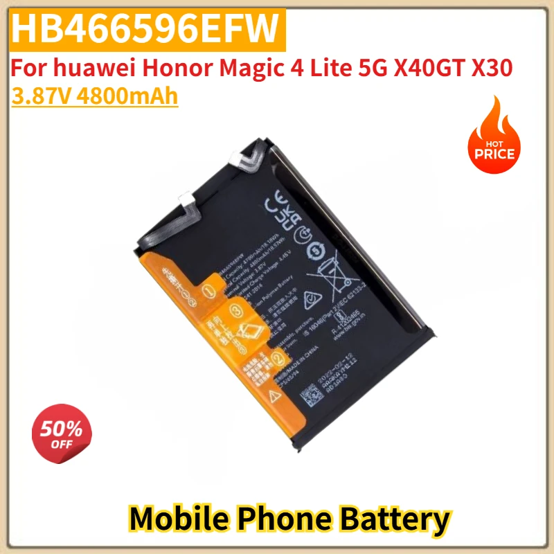

HB466596EFW High Quality Phone Battery 3.87V 4800mAh For huawei Honor Magic 4 Lite 5G X40GT X30 Brand New Replacement Battery