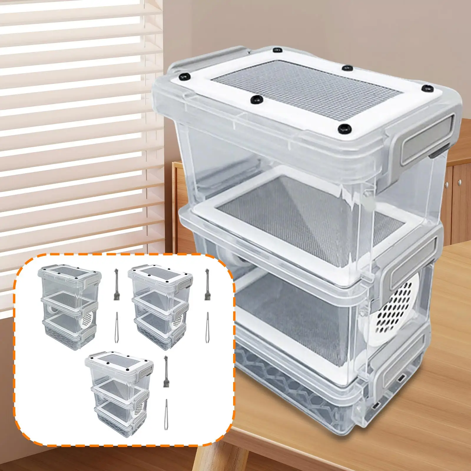 Caja de Cría para Roaches, Jaula de Ventilación Cómoda para Cría de Mascotas, Contenedor de Incubación para Súper Gusanos y Grillos