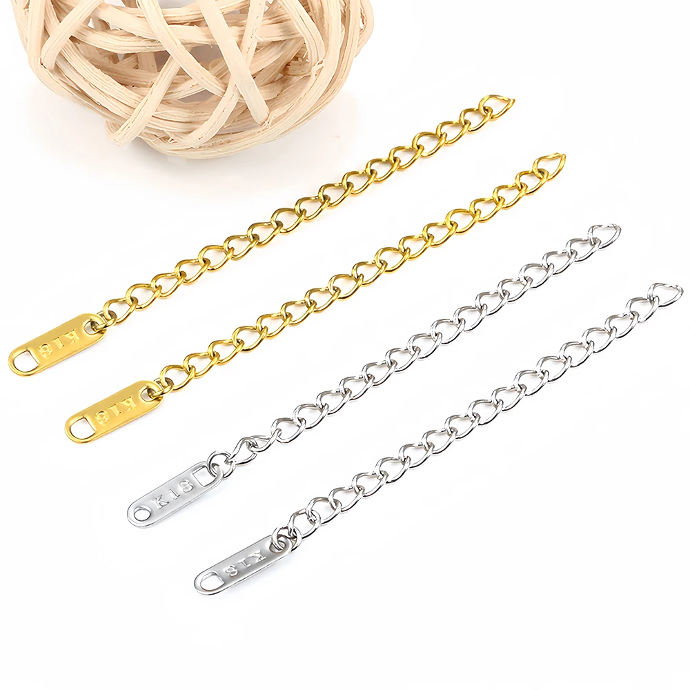 5/10Pcs 5cm Stainless Steel Extension Chains Extended Tail Chains Tag Connector for Bracelet Necklace DIY Jewelry Making Finding