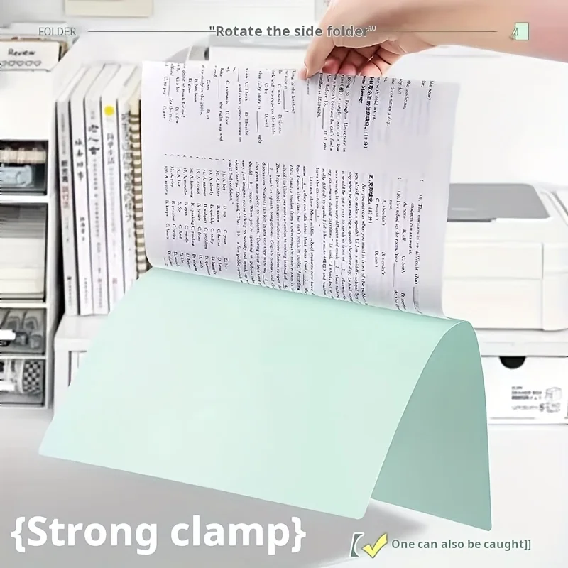 5Pcs Thickened A4 Rotating File Folder, Document Storage Pull-Out Clip Archive Folder, Side Opened Classification Notes Folder