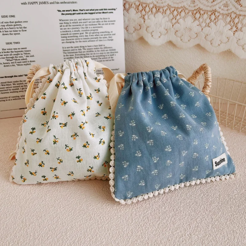 INS Garden Style Floral Cotton Bundle Pocket Organizer Bag Home Organizer Dust Bag Travel Classification Portable Organizer Bag