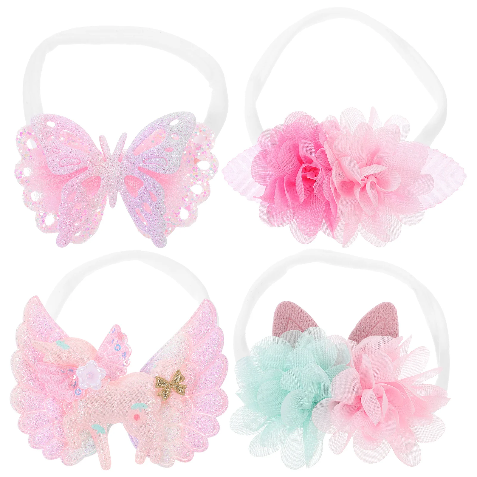 1 セットイースターヘッドバンドセットバニー耳ユニコーンウィング蝶愛らしい装飾ヘアアクセサリー女の子女性のお祝い用