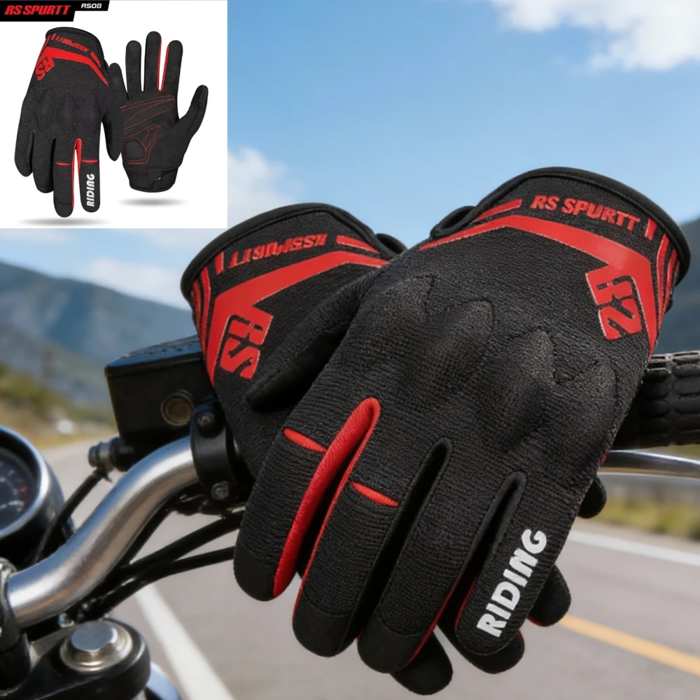 

RS08 Summer Motorcycle Gloves – Breathable Mesh Soft Protective Shell Protective Full-Finger for Motocross & Riding Men Women
