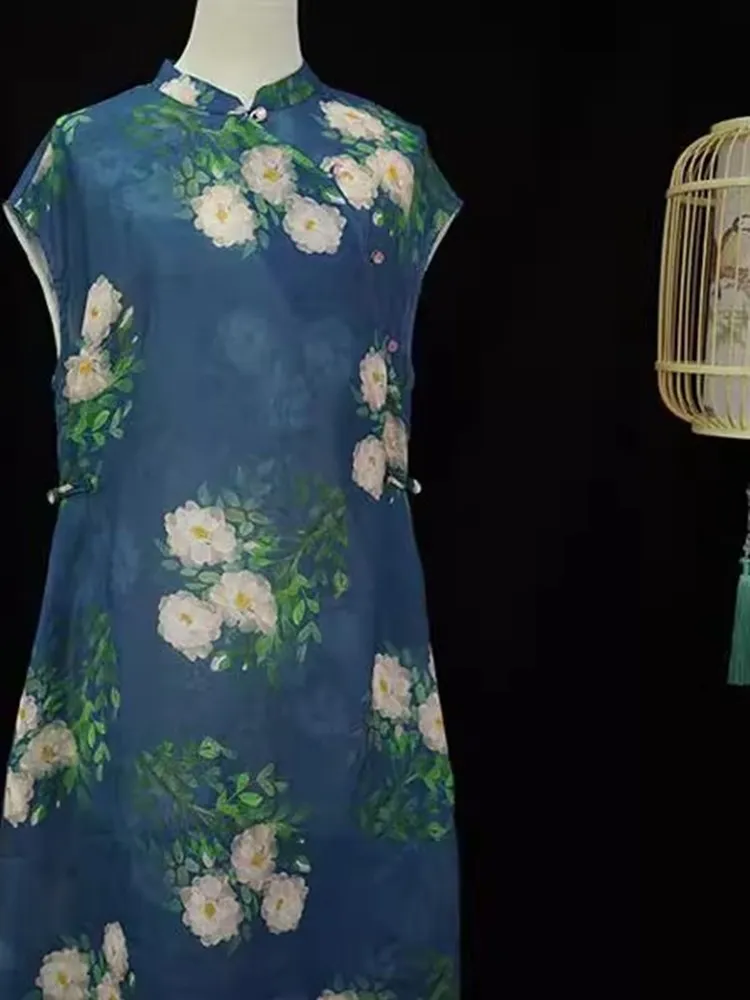 

Новое китайское платье в стиле ретро с принтом в духе Республики Китай, летнее, 2025 года, женское, миди, из хлопка, с обычным рукавом