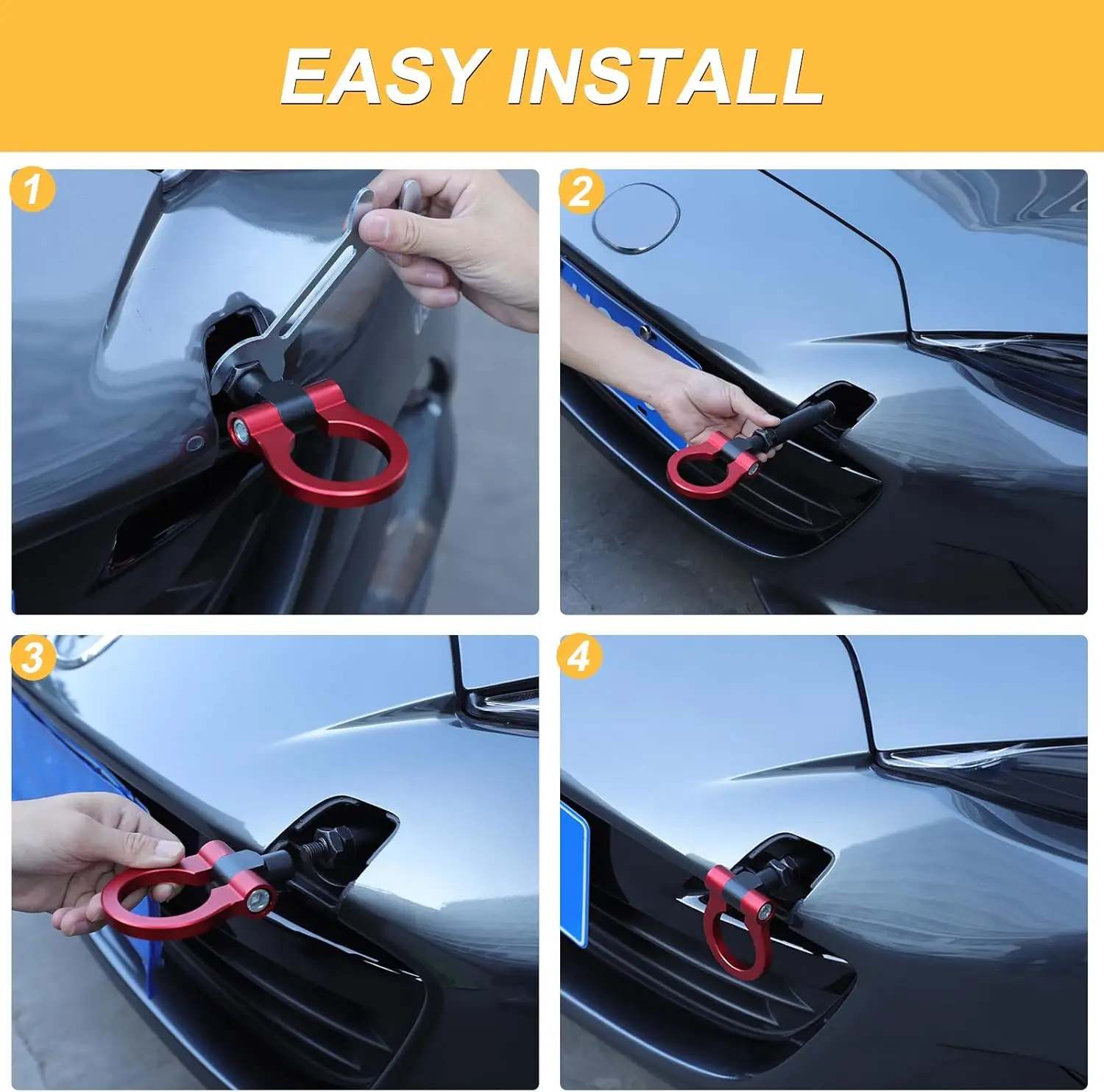 Tow Hook Front Rear Bumper Towing Hooks for Mazda MX-5 ND 2016-2024 Red