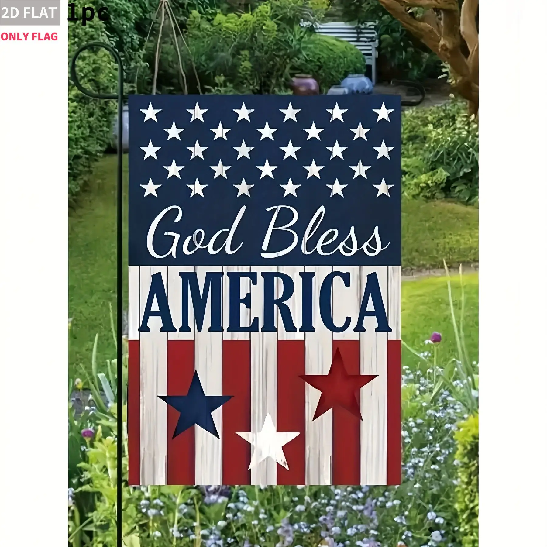 

2D FLAT 1pc Double-Sided garden flag American Flag Stars And Stripes Design 28x40 Inch Polyester fabric, Perfect for Patio, Gard