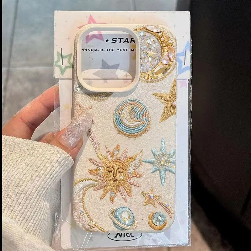 Light Golden Star Moon Sun Planet Elements Phone Case For iPhone 17 Air 11 13 14 12 15 16 Pro Max XS XR 7 8 Plus 16E Soft Cover