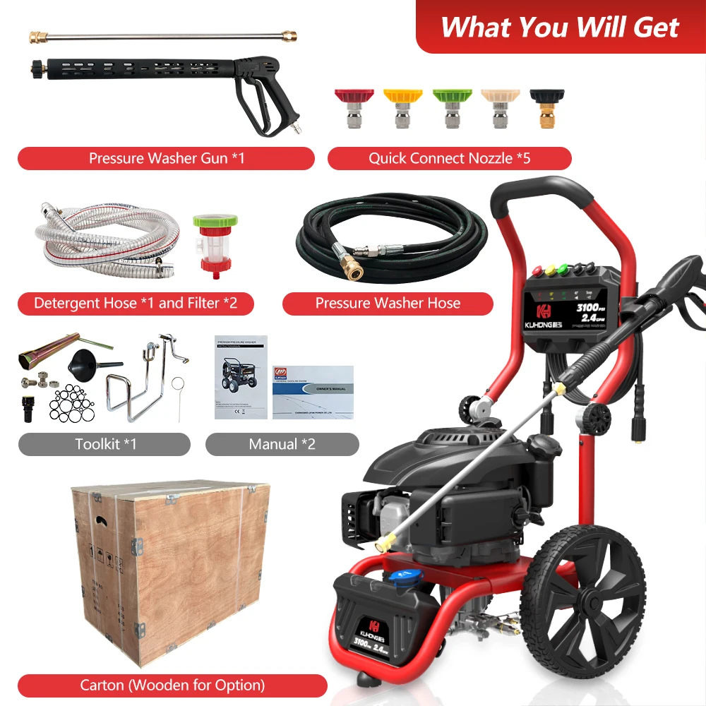 Kuhong Bomba Vertical Para 200 bar Set 3000 psi Pistola De Hidrolavadoras a Gasolina آلة غسالة الضغط #4
