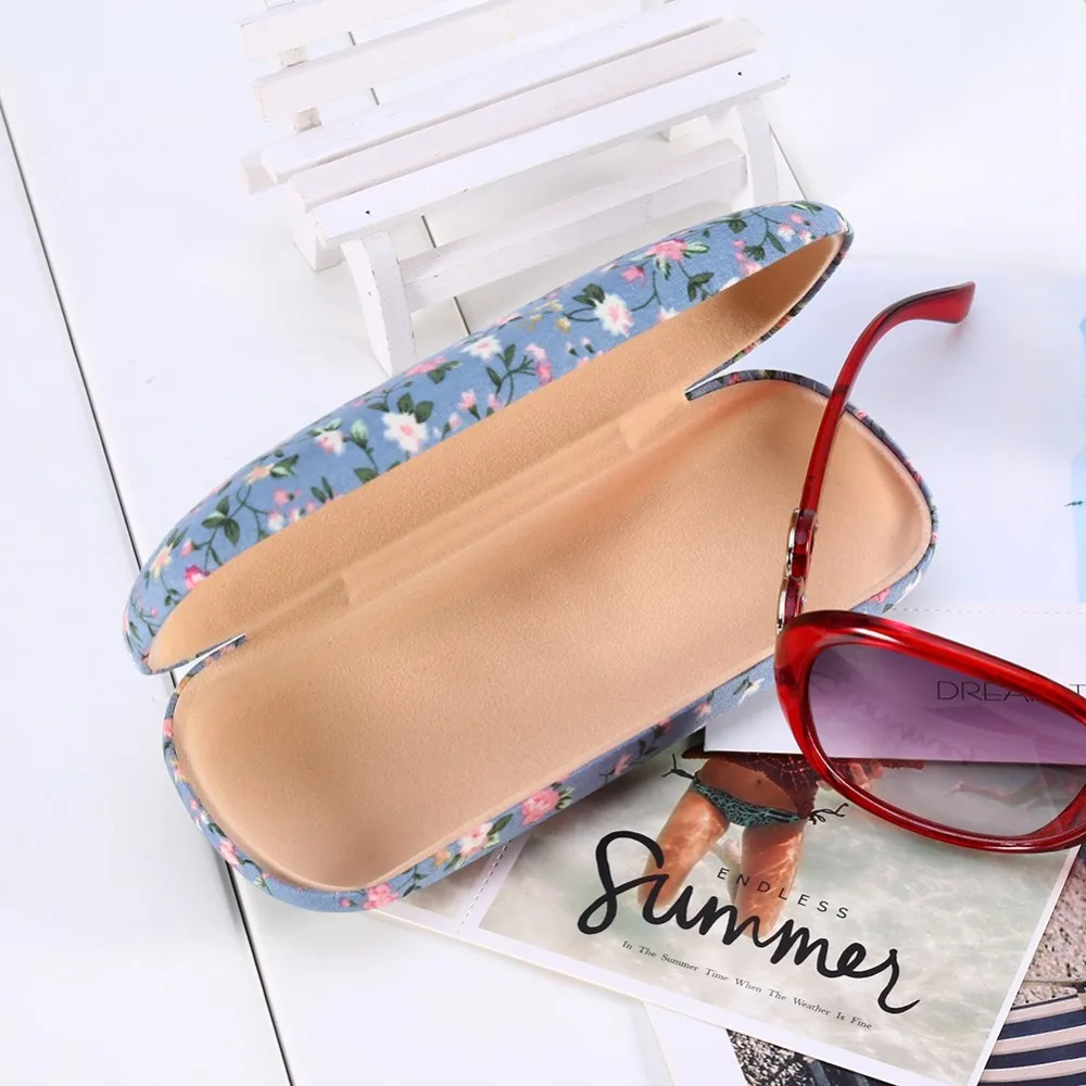

Eyeglasses Organizer Hard Shell Glasses Case Floral Print Cloth Eyeglasses Case Compact Light Blue Sunglasses Case For Women