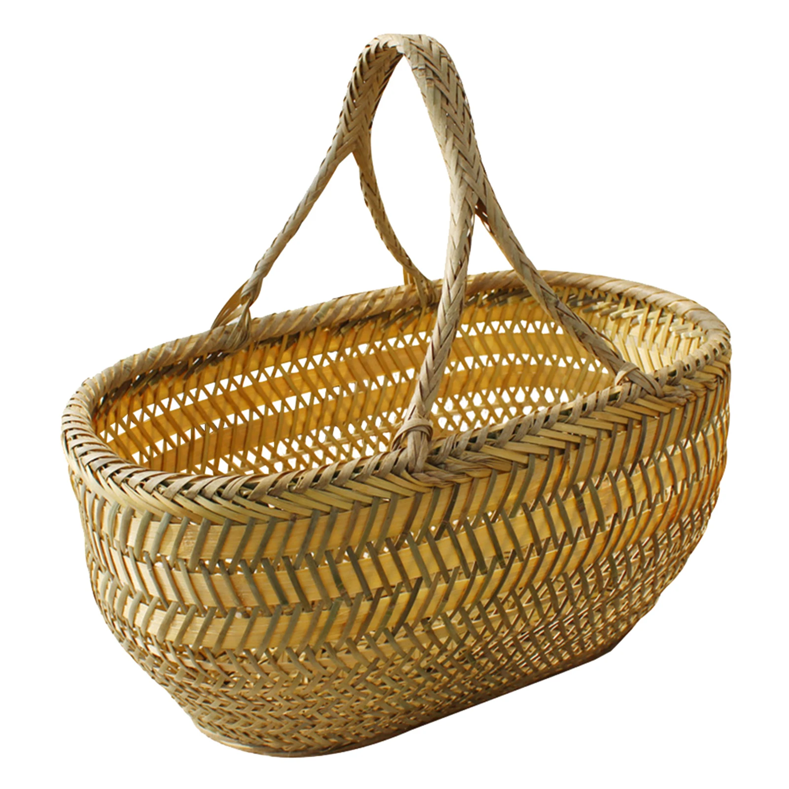 

Bamboo Shopping Basket Vegetable Storage Bin Multifunction Lightweight Baskets for Kitchen Woven Weaving Bins Decorative Egg