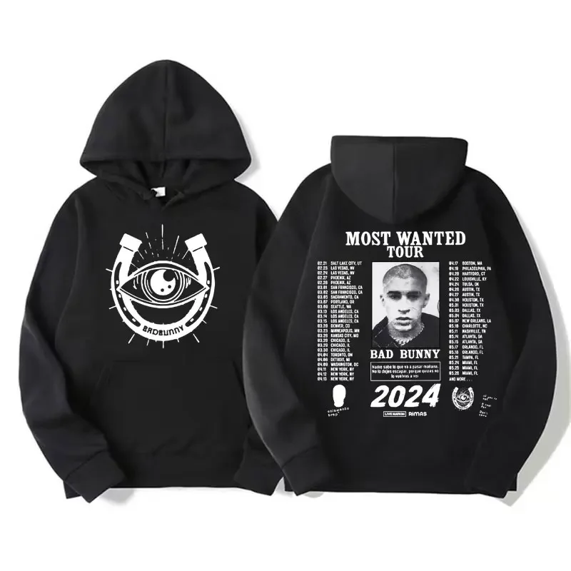 

Hip Hop Bad Bunny 2024 Most Wanted Tour Hoodie Men's Women's Nadie Sabe Lo Que Va A Pasar Manana Album Oversized Sweatshirt Tops