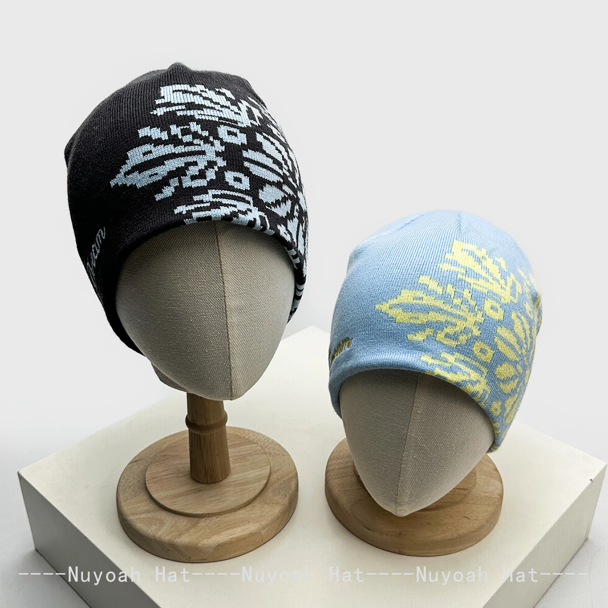 New Men Women Korean Jacquard Snowflake Letters Knitted Hats Warm Color Block Versatile Personal Beanies Retro Fashion Outdoor