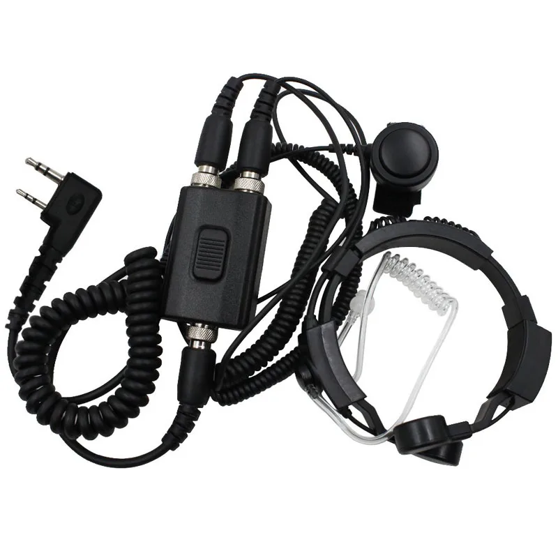 FBI High Sensitive Tactical Dual PTT Mic Throat Air Tube Headset Microphone for Baofeng UV-5R UV82 888S Kenwood Portable Radio