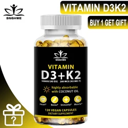 Vegan Vitamin D3 K2 Capsules for Teeth Health Regulate Calcium Metabolism Fractures Bone Health Heart & Immunity System Support